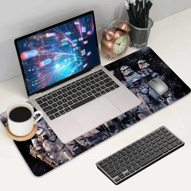 Alt view image 5 of 7 - Extra Large Gaming Mouse Pad Design Desk Pad XXL,Mousepad with Non-Slip Rubber Base & Stitched Edges Mouse Mat,Portable Desk Mat for Computer Keyboard Mice Laptop and PC,31.5X15.7 inches