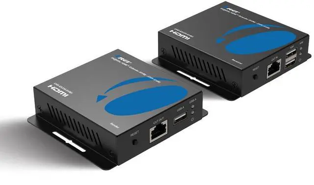 Main image of 4K HDMI Extender Over Ethernet With KVM - 4K@60Hz Up To 230 Feet Over CAT 6/7 - USB 1.1 Keyboard And Mouse Support, Loop Out, Power Over Cable