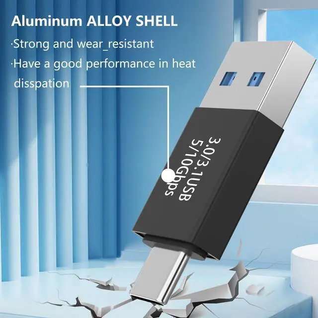 Alt view image 5 of 6 - USB C to USB 3.0 Adapter (4 Pack), Type C Male to USB 3.0 Male Converter, Compatible with Mobile Phones, Computers, Notebook Computers, Black