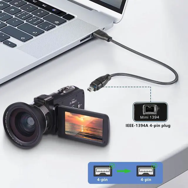 Alt view image 4 of 7 - FireWire Cable 4 Pin to 4 Pin iLink DV Cable Firewire 400 IEEE 1394 Cord for Laptop to Camcorder 6 Feet