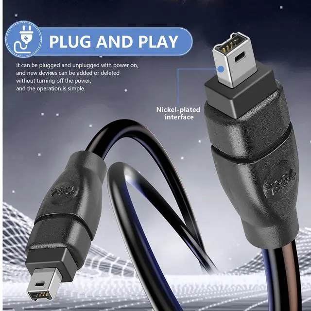 Alt view image 5 of 7 - FireWire Cable 4 Pin to 4 Pin iLink DV Cable Firewire 400 IEEE 1394 Cord for Laptop to Camcorder 6 Feet