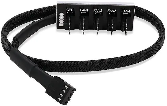 Alt view image 2 of 7 - Fan Hub Splitter Extension Cable, 1 to 5 Way Power Supply Cable PWM PC Motherboard Case Fan Power Adapter Extension Cord Hub for Desktop Computer Case 4-Pin and 3-Pin Cooling Fan