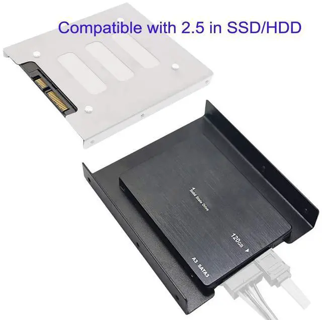 Alt view image 3 of 4 - SSD HDD Holder 2.5 to 3.5 Mounting Bracket Hard Drive Adapter (2 Pack) (Black)