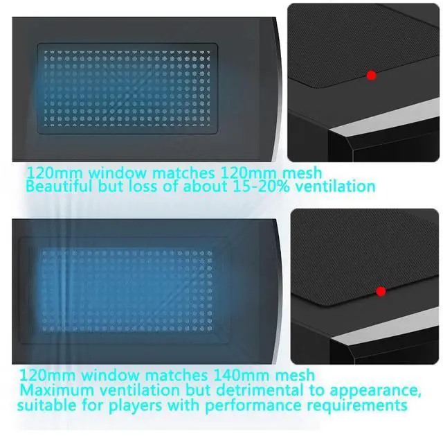Alt view image 6 of 6 - 240x120mm Magnetic PC Fan Dust Filter, 2 Pack Computer Case Dustproof Mesh Cover with 0.8mm Aperture, Easy Install Washable - Black