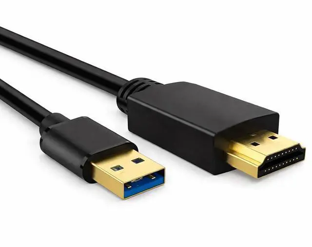 Main image of Upgraded USB to HDMI Cable 2M, USB-A to HDMI Video Adapter for Windows/Mac/iOS 6.6FT Long HDMI Cable for TV, Blu-Ray, Projector, Monitor Plug & Play, 1080P HD (Black)