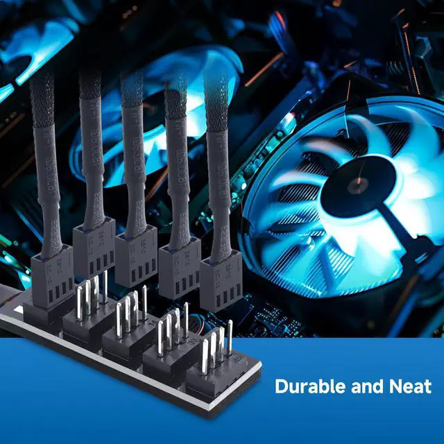 Alt view image 4 of 5 - PC Case PWM Fan Hub, PC Fan Hub, 1-to-5 Way PWM Splitter with 16-Inch Cable