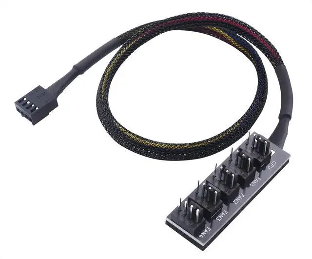 Main image of PC Case PWM Fan Hub, PC Fan Hub, 1-to-5 Way PWM Splitter with 16-Inch Cable