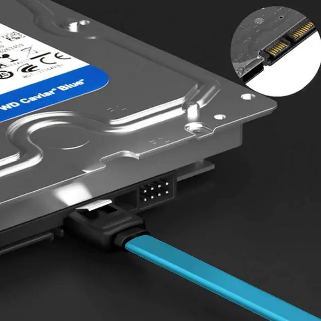 Alt view image 3 of 3 - 6 Pack 90 Degree Right Angle SATA III 6.0 Gbps Cable (SATA 3 Cable) with Locking Latch Black - 12 Inches for SATA HDD, SSD, CD Driver, CD Writer (Blue)
