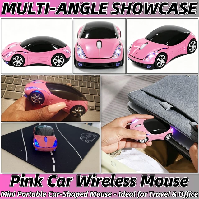 Alt view image 4 of 5 - Pink Wireless MouseMini Car Computer Mouse1600DPI 2.4G Wireless with USB Receiver Wirelesss Car Mouses for Computer for PC, Laptop, Tablet Win XP/Vista/7/ME/2000/Mac OS for Womens Office Girls Gift