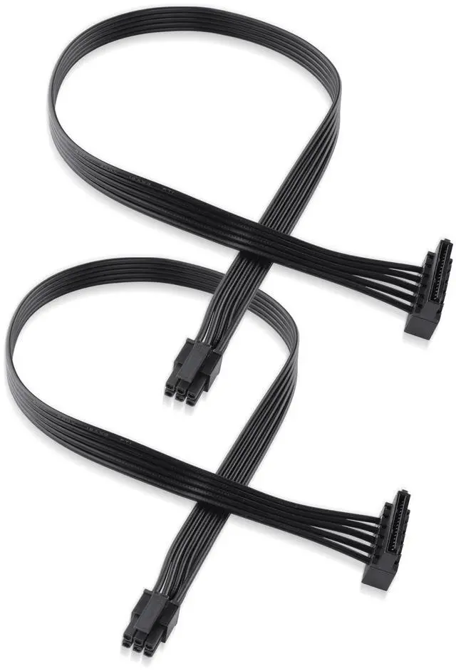 Main image of mini ATX 6PIN to SATA 15 PIN Adapter Extension Cable for Mechanical HDDs, SSDs, DVD/CD-ROMs (16.0 in./40.6 cm)(Pack of 2)