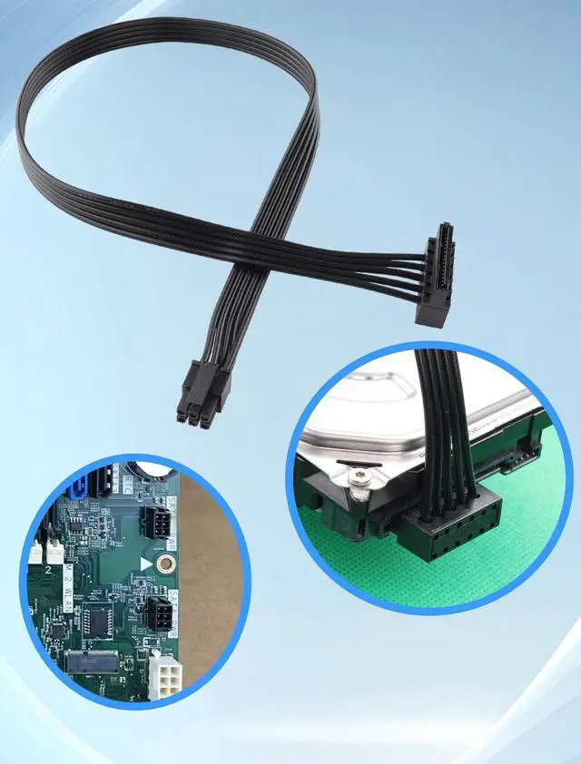 Alt view image 4 of 7 - mini ATX 6PIN to SATA 15 PIN Adapter Extension Cable for Mechanical HDDs, SSDs, DVD/CD-ROMs (16.0 in./40.6 cm)(Pack of 2)