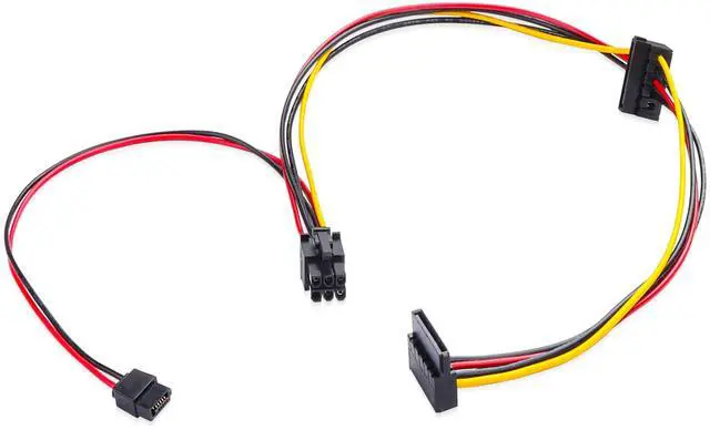 Main image of ATX 6Pin to Dual SATA 15Pin + SATA 6Pin Adapter Extension Cable for Mechanical Hard Drives, Solid-State Drives, Optical Drives (19.6 in/50cm)