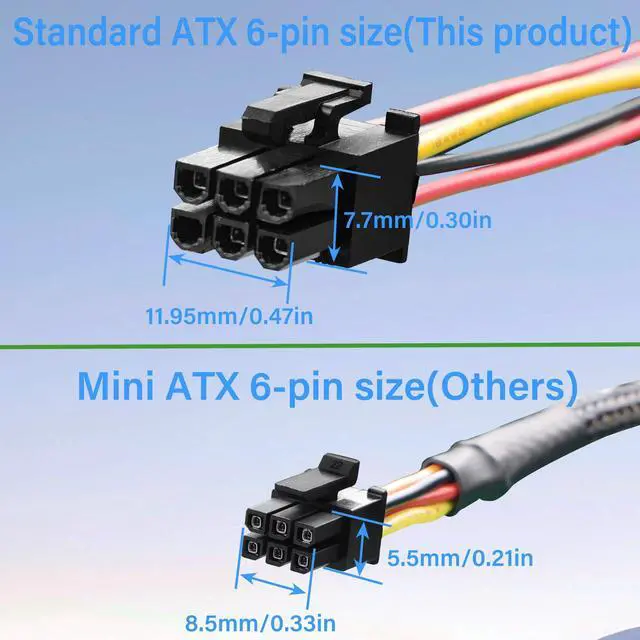 Alt view image 2 of 6 - ATX 6Pin to Dual SATA 15Pin + SATA 6Pin Adapter Extension Cable for Mechanical Hard Drives, Solid-State Drives, Optical Drives (19.6 in/50cm)