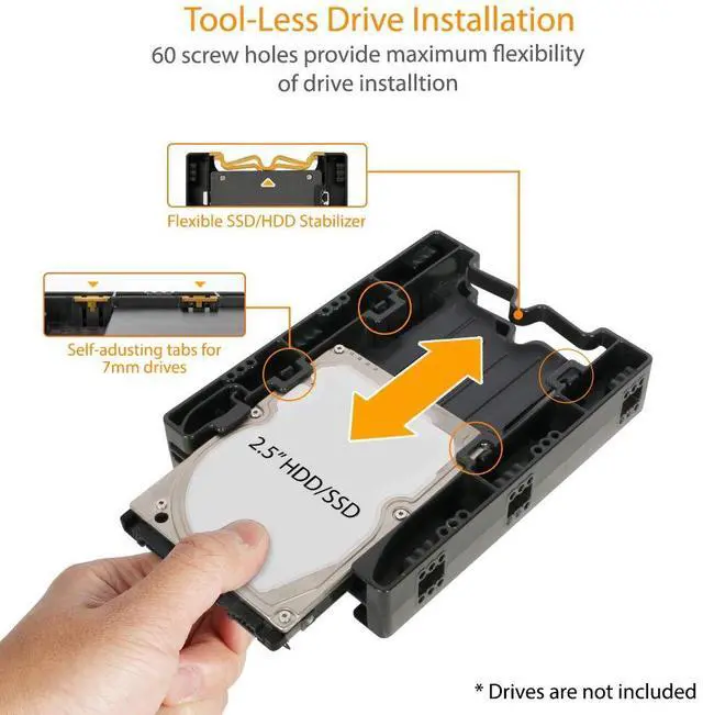 Alt view image 4 of 7 - Dual 2.5 inch to 3.5 inch HDD & SSD Light Weight Mounting Bracket Adapter for Internal 3.5" Drive Bay | EZ-Fit Lite MB290SP-B