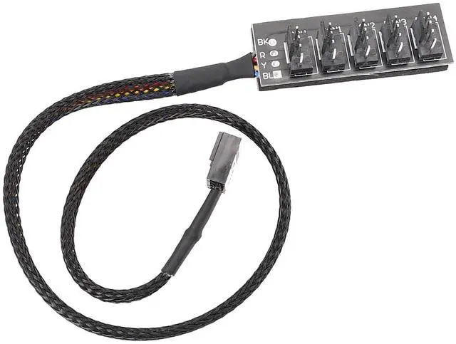 Main image of PWM Fan Hub, 4-Pin PWM PC Fan Hub Power Supply Cable 1 to 5 Way Splitter for 12V Desktop Computer Cooler Fans.