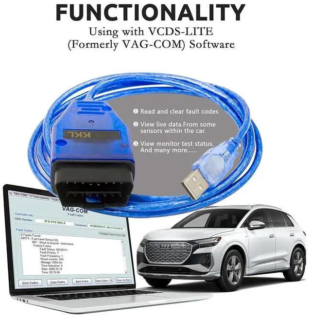 Alt view image 4 of 6 - OBD2 KKL for VAG-COM 409.1 for VCDS USB Cable for VAG, for VW, for Audi, for Seat, for Volkswagen for Skoda Vehicles from 1996 Later, Car ECU Scan Tool OBD2 to USB Cable for Windows XP Diagnostic