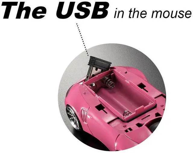Alt view image 6 of 7 - 2.4GHz 3D Car Shape Wireless Optical Mouse USB Gaming Mouse with Receiver for PC Laptop (Pink)