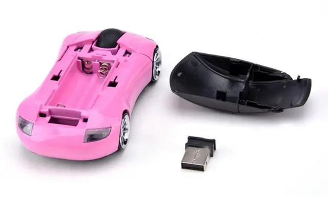 Alt view image 7 of 7 - 2.4GHz 3D Car Shape Wireless Optical Mouse USB Gaming Mouse with Receiver for PC Laptop (Pink)
