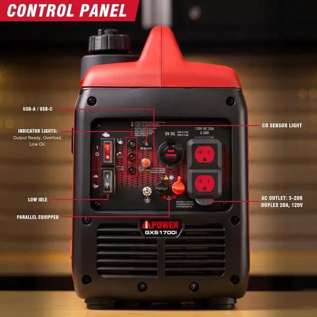 Alt view image 5 of 7 - AiPower 1700 Watt Portable Quiet Inverter Generator Gas Powered, Small Ultra Lightweight Quiet Generator for Camping, Tailgating, Home Backup, Emergency, EPA Compliant, CO Sensor (GXS1700i)