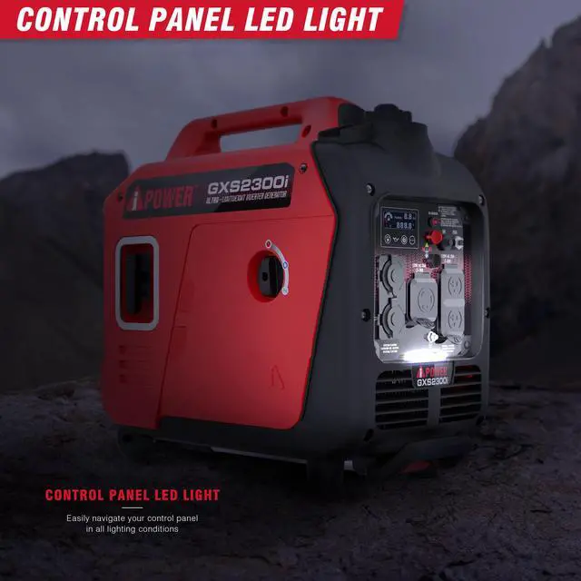Alt view image 6 of 7 - AiPower 2300-Watt Recoil Start Gasoline Powered Ultra-Weight Inverter Generator with 80cc OHV Engine and CO Sensor Shutdown