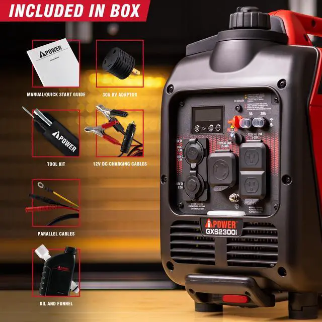 Alt view image 4 of 7 - AiPower 2300-Watt Recoil Start Gasoline Powered Ultra-Weight Inverter Generator with 80cc OHV Engine and CO Sensor Shutdown