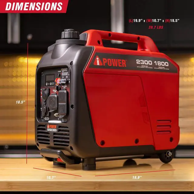 Alt view image 3 of 7 - AiPower 2300-Watt Recoil Start Gasoline Powered Ultra-Weight Inverter Generator with 80cc OHV Engine and CO Sensor Shutdown