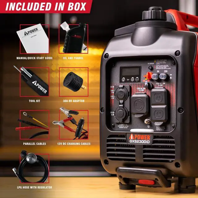 Alt view image 4 of 7 - AiPower 2300-Watt Recoil Start Gas Propane Powered Ultra Light-Weight Inverter Generator 80cc OHV Engine and CO Sensor Shutdown