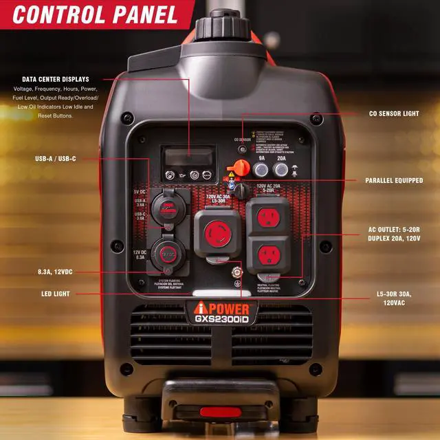 Alt view image 5 of 7 - AiPower 2300-Watt Recoil Start Gas Propane Powered Ultra Light-Weight Inverter Generator 80cc OHV Engine and CO Sensor Shutdown