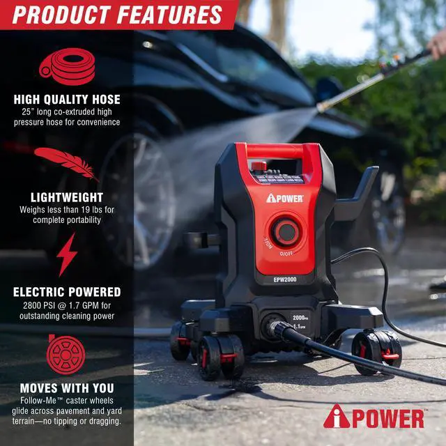 Alt view image 2 of 7 - AiPower 2800 PSI 1.2 GPM Electric Pressure Washer with5 QC Nozzles