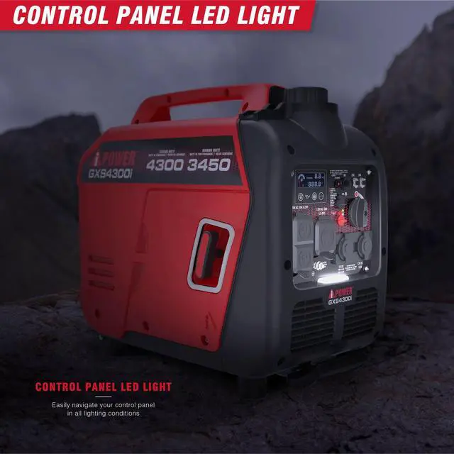 Alt view image 6 of 7 - AiPower 4300-Watt Recoil Start Gasoline Powered Light-Weight Inverter Generator with 149cc OHV Engine and CO Sensor Shutdown