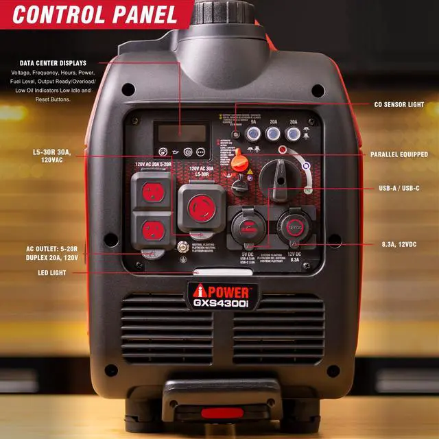 Alt view image 5 of 7 - AiPower 4300-Watt Recoil Start Gasoline Powered Light-Weight Inverter Generator with 149cc OHV Engine and CO Sensor Shutdown