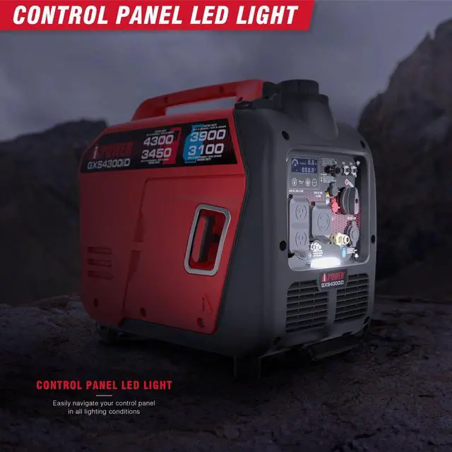 Alt view image 7 of 7 - AiPower 4300-Watt Recoil Start Gas Propane Powered Light-Weight Inverter Generator with 149cc OHV Engine and CO Sensor Shutdown