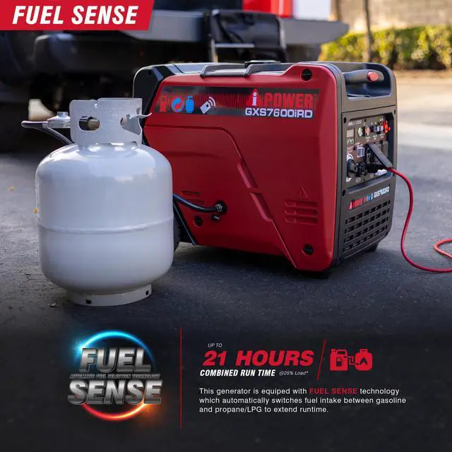 Alt view image 2 of 7 - AiPower 7600-Watt Remote Electric Start Gas and Propane Powered Inverter Generator with CO Sensor, Fuel Sense Technology
