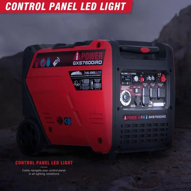 Alt view image 6 of 7 - AiPower 7600-Watt Remote Electric Start Gas and Propane Powered Inverter Generator with CO Sensor, Fuel Sense Technology
