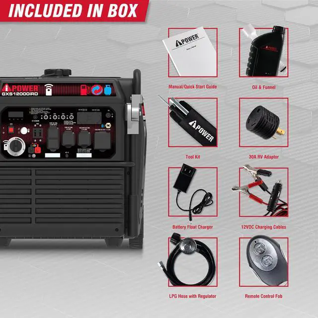 Alt view image 6 of 7 - AiPower 12000 Watts Dual Fuel Portable Inverter Generator, Gas & Propane Powered, Remote Electric Start,for Home Backup & Emergency Ready, Job Site, RV