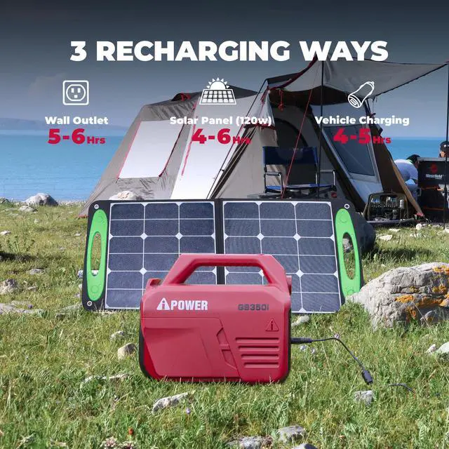 Alt view image 3 of 7 - AiPower 332Wh Lithium Portable Power Station 700 W/350W Rated Pure Sine Battery Generator GS350i