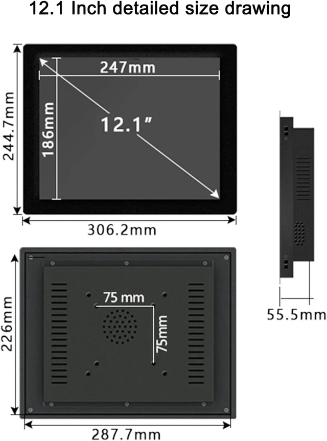 Alt view image 5 of 7 - 12.1 Inch Resistance Touch Screen Industrial Computer 4GB Ram Win10 (4GB RAM+64GB SSD, Core i5-6200U)