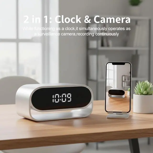 Alt view image 2 of 6 - ULar Clock Camera 4K with Night Vision + 16GB Card