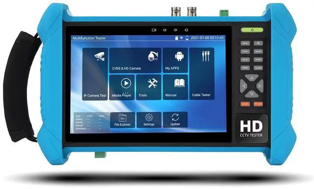 Main image of Koolertron 7" IPS Touch Screen 4K H.265 IP Camera Tester - POE/WiFi, CVBS Analog Tester, HDMI Output, RJ45 TDR, 8GB TF Card, Dual Window Test, Firmware Upgrade