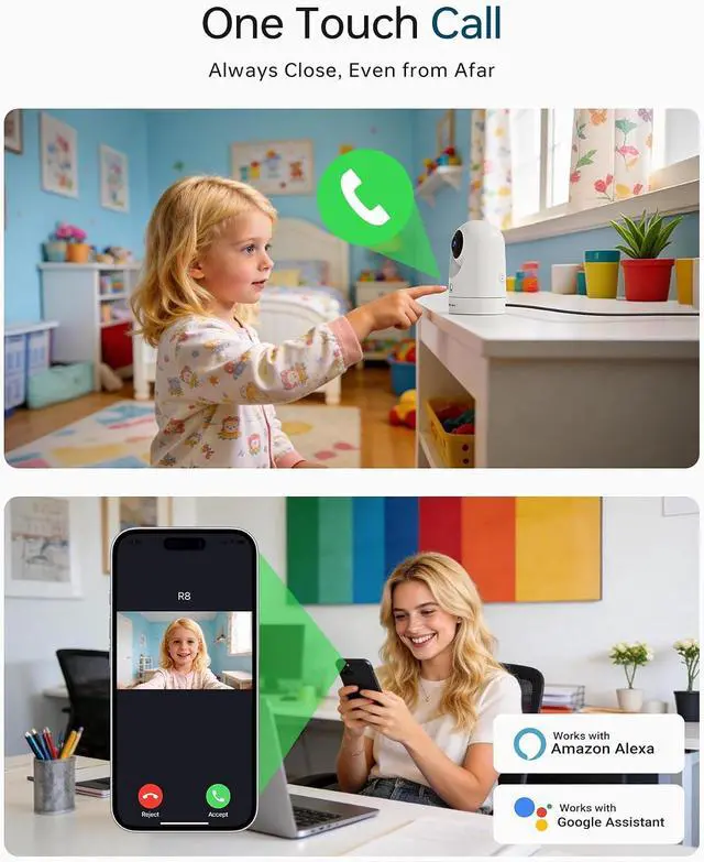 Alt view image 7 of 7 - FOSCAM 4K Indoor Camera, Full Space Sense WiFi Camera with 360° Radar Auto-Tracking Baby Monitor & Pet Camera - No-Blind-Spot View, One Touch Call, Human/Motion/Sound Detection, Compatible with Alexa