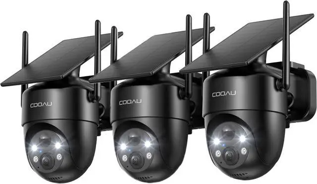 Main image of COOAU Solar Security Cameras Wireless Outdoor Low-Light Rechargeable, Easy to Install, 2K 360° Camera for Home Security, Surveillance Cam with AI Smart Detection, Wi-Fi 6, Color Night Vision, IP66