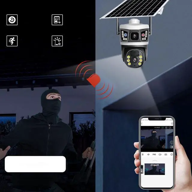 Alt view image 4 of 7 - 4MP Solar Powered Outdoor Security Camera with 7.5W Panel, 360° PTZ View, 4G Connectivity, Full - Color Night Vision, Motion Tracking & 2 - Way Talk for Home and Business Surveilla