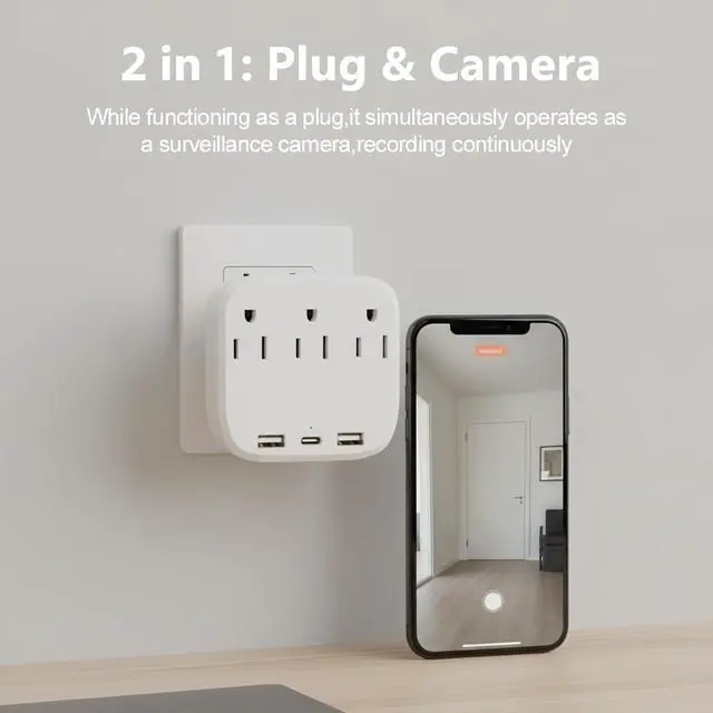 Alt view image 2 of 6 - 4K Smart Plug Security Camera +16GB Micro SDXC Card Bundle