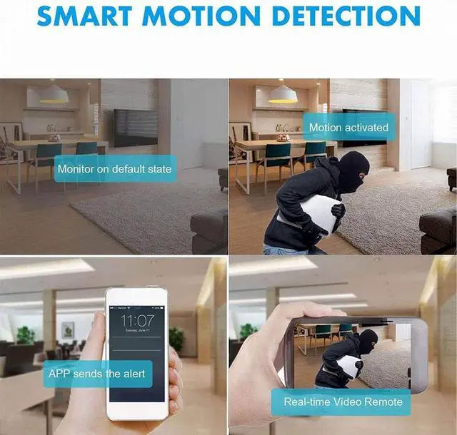 Alt view image 6 of 7 - XUMIUZIY 1080P WiFi Security Camera with Clock, 130 Wide Angle Lens, Night up to 8m, Motion Detection, 2 Way Audio, with Real Time Viewing and