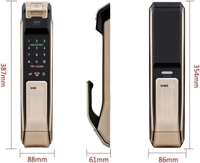 Alt view image 2 of 6 - Smart Door Lock Fingerprint Lock DP718/DP728/DP739 Original Imported Fingerprint Password Magnetic Card Key Compatible with Samsung(718 Push (Inward Opening))