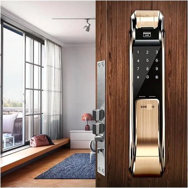 Alt view image 3 of 6 - Smart Door Lock Fingerprint Lock DP718/DP728/DP739 Original Imported Fingerprint Password Magnetic Card Key Compatible with Samsung(718 Push (Inward Opening))