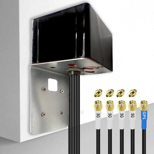 Alt view image 2 of 7 - Maswell Cellular Antenna 600MHz~8.0GHz 4X4 MIMO 5G and GNSS Antenna 4G 3G LTE WiFi6E UWB Screw Mount L Plate Mount SMA Male Waterproof Cubic Outdoor Antenna with Medium gain,(XL)