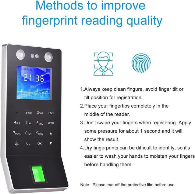 Alt view image 6 of 7 - Face Recognition Fingerprint Password Attendance Machine for Employees Small Business Access Control Recorder Support ID Card Device for Small Businesses