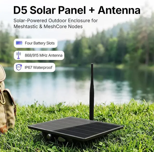Alt view image 2 of 7 - Meshtastic Solar LoRa Repeater, 5W Solar Enclosure Meshtastic Repeater with 915mhz Antenna, Compatible V3 V4 T114 with OLED Display Meshtastic Meshcore Node Devices