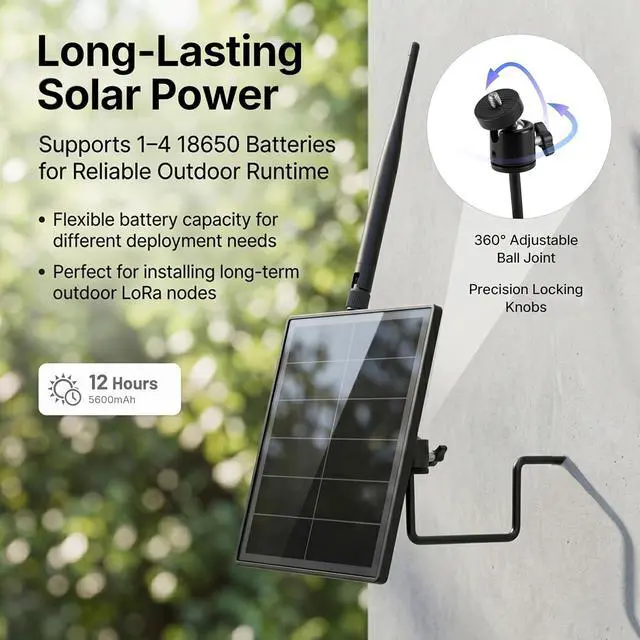 Alt view image 4 of 7 - Meshtastic Solar LoRa Repeater, 5W Solar Enclosure Meshtastic Repeater with 915mhz Antenna, Compatible V3 V4 T114 with OLED Display Meshtastic Meshcore Node Devices